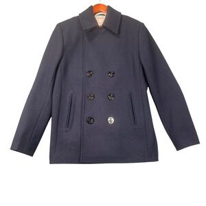 JCPenney Mens Medium Peacoat Navy Blue Wool Blend‎ Double Breasted